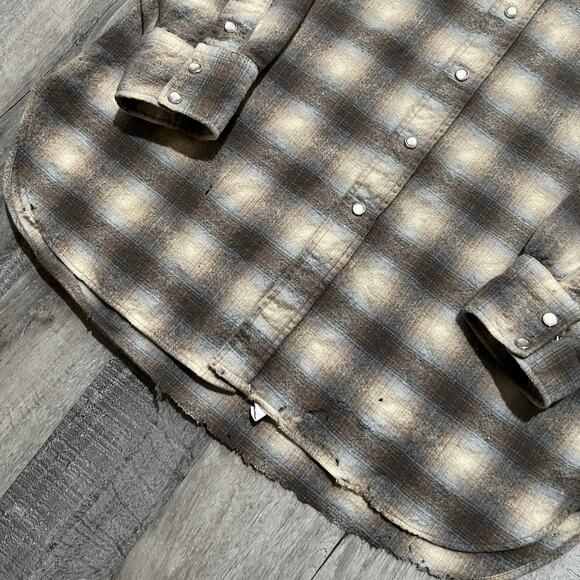 VTG Pendleton Shadow Plaid 80s/90s Beige Western Grade Pearl Snap CSU Rams Shirt - Picture 4 of 7